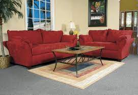 red fabric modern loveseat sofa set w
