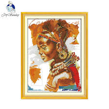 Us 11 5 50 Off Joy Sunday Figure Style The African Woman Cross Stitch Stitches Size Chart Pattern Kits Embroidery Painting For Hand Make Craft In