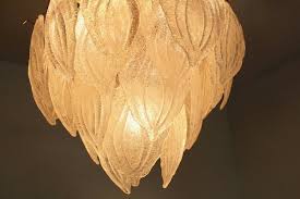 Chandelier With Frosted Glass Leaves