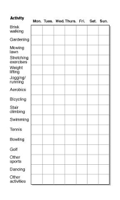 Workout Charts With Activities Activity Chart Blank Monday