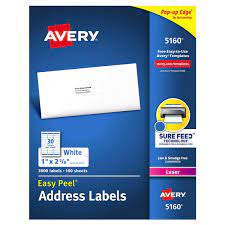 avery easy l white address labels