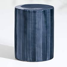 cylinder navy blue outdoor patio stool