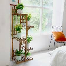 Tall Wooden Plant Stand Corner Shelf