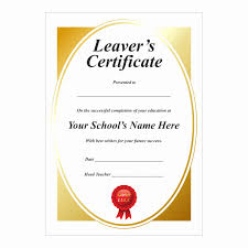 Gold Leavers Certificates