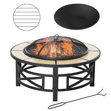 Outsunny Metal Large Fire Pit Outdoor
