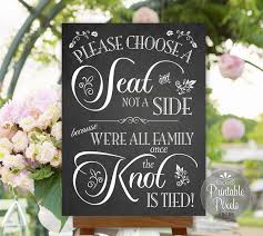 Choose A Seat Not A Side Wedding Sign Chalkboard Printable