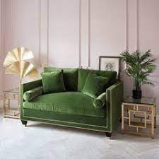 emerald green velvet couch