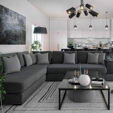 Living Room Decor Gray Dark Grey Couch