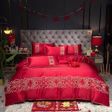 Luxury Red Chinese Wedding Bedding Set