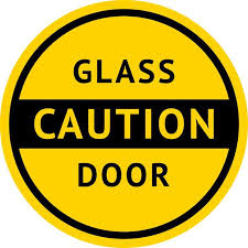5inx5in Caution Glass Door Sticker