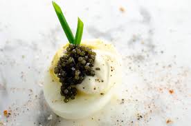 Fancy Deviled Eggs with Caviar and Crème Fraîche - Umami Girl