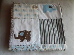 blue and brown elephant baby quilt blue