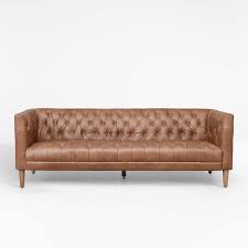 four hands williams leather sofa natural washed chocolate 75