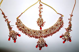 red gold indian jewellery set