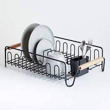 Black Dish Rack With Wood Handles