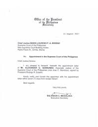 Read Transmittal Letter From Malacanang On The Appointment Of