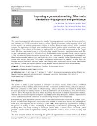 PDF) Improving argumentative writing: Effects of a blended learning  approach and gamification
