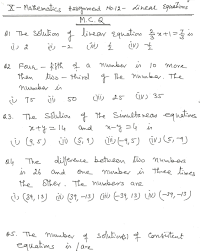 Linear Equations In Two Variables Mcqs