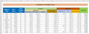 calculate monthly salary in excel