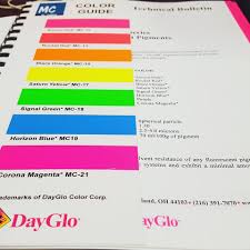 Dayglo Color Corp Fluorescent Pigments Color Chart Neon