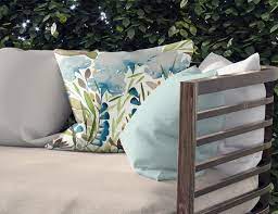 Teal Sage Fl On Outdoor Pillows