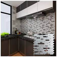 silver grey polished glass mosaic wall