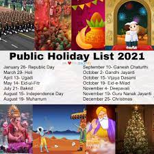 public holidays in 2021