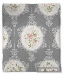 Beautiful grey seamless floral pattern with textur. Seamless Floral Pattern With Lace And Rose Bouquet On Grey Background Plush Blanket Pixers We Live To Change
