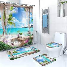 bathing waterproof shower curtain set