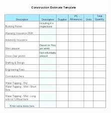 Free Construction Estimate Template Excel Lovely Construction Bid