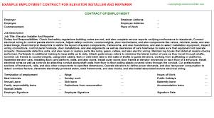 Elevator Installer And Repairer Job Employment Contract