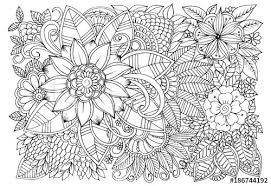Birds, butterflies, dinosaur, dog, fish, flower, frogs. Black And White Flower Pattern For Adult Coloring Book Doodle Floral Drawing Art Therapy Coloring Page Printable Card Buy This Stock Vector And Explore Similar Vectors At Adobe Stock Adobe Stock