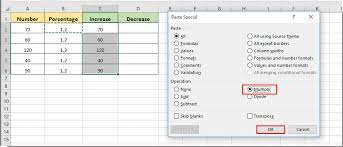 value by percene in excel