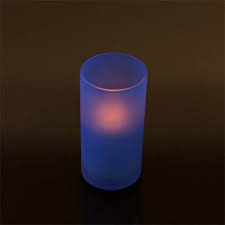blue frosted glass holder for led candle