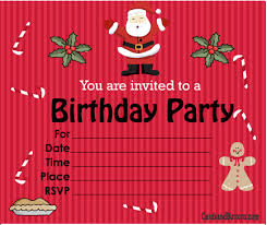 Free Printable Christmas Themed Birthday Invitations