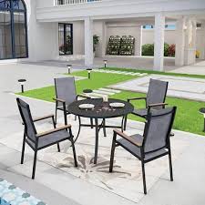 5pc Patio Dining Set With Steel Table