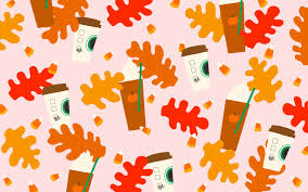 cute fall leaves cups wallpaper