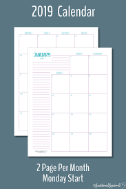 Two Page Per Month Calendar Template