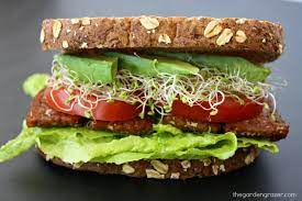 The Garden Grazer Vegan Tlt Sandwich Tempeh Lettuce Tomato  gambar png