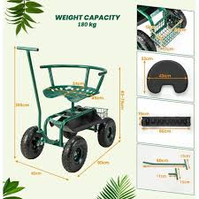 Adjustable Rolling Garden Cart Outdoor