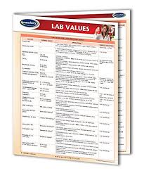 Clinical Lab Values Chart Medical Quick Reference Guide By Permacharts