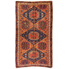 blue geometric tribal soumak rug
