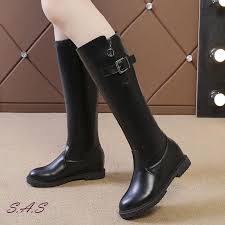 SAS 激瘦中筒靴方釦顯瘦感長靴中長靴馬丁靴平底平跟女靴子長統靴【987S】 | 露天拍賣