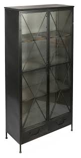 industrial glass metal bookcase
