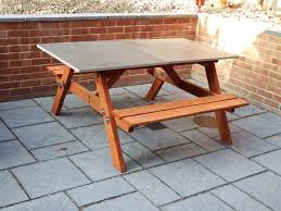 Stone Top Patio Picnic Bench Table