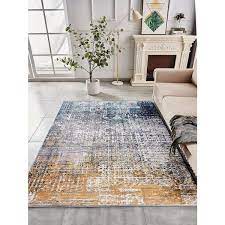tatahance multi colored 6 6 ft x 9 8 ft abstract design turquoise gray rust machine washable super soft area rug
