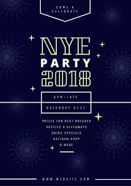 Navy Blue New Years Eve Party Poster With Fireworks Graphics Easil
