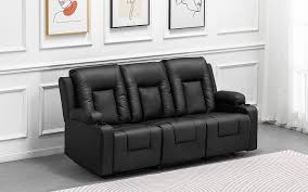 comhoma black pu leather recliner sofa