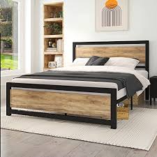 wooden headboard metal bed frame