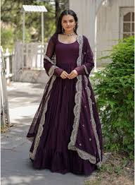 latest wine color indian gown